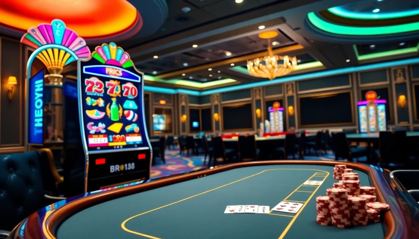 Experience the thrill of bro138 online gambling with vibrant slot machines and elegant poker tables.