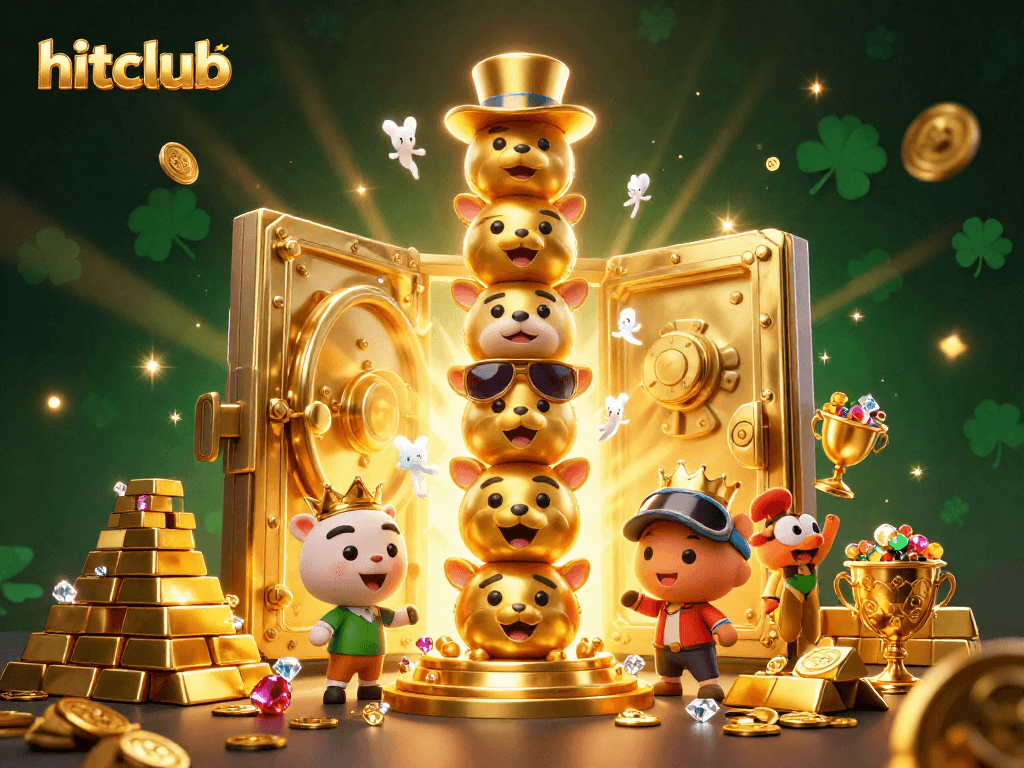 Engage with the hitclub totem and treasures in a vibrant casino scene filled with spirit wisps.