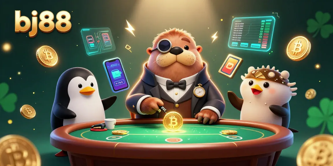 Experience high-stakes poker action at bj88 with a whimsical underwater scene featuring dynamic characters.