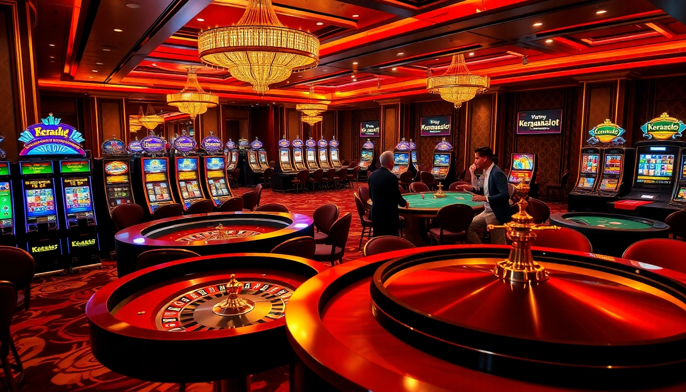 Experience the thrill of kerajaanslot with dynamic slot machines and engaging roulette tables in a luxurious casino.