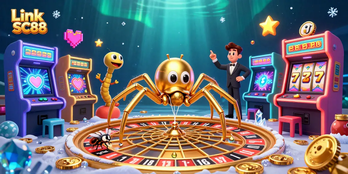Experience thrilling gameplay with Link SC88, featuring a golden spider croupier spinning the roulette wheel amidst vibrant casino graphics.