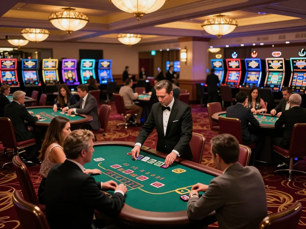 Engaged players at u888 trang chủ blackjack tables in a luxurious casino atmosphere.
