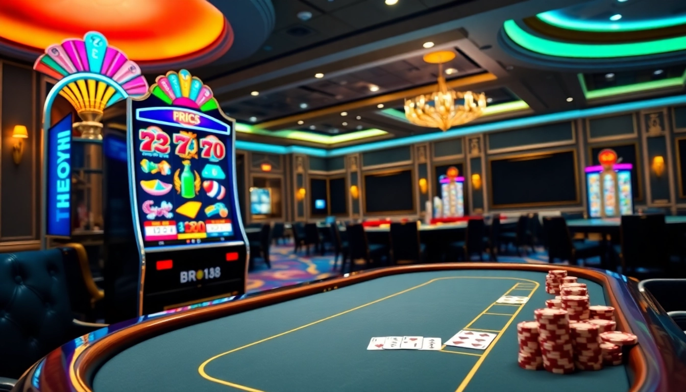 Experience the thrill of bro138 online gambling with vibrant slot machines and elegant poker tables.