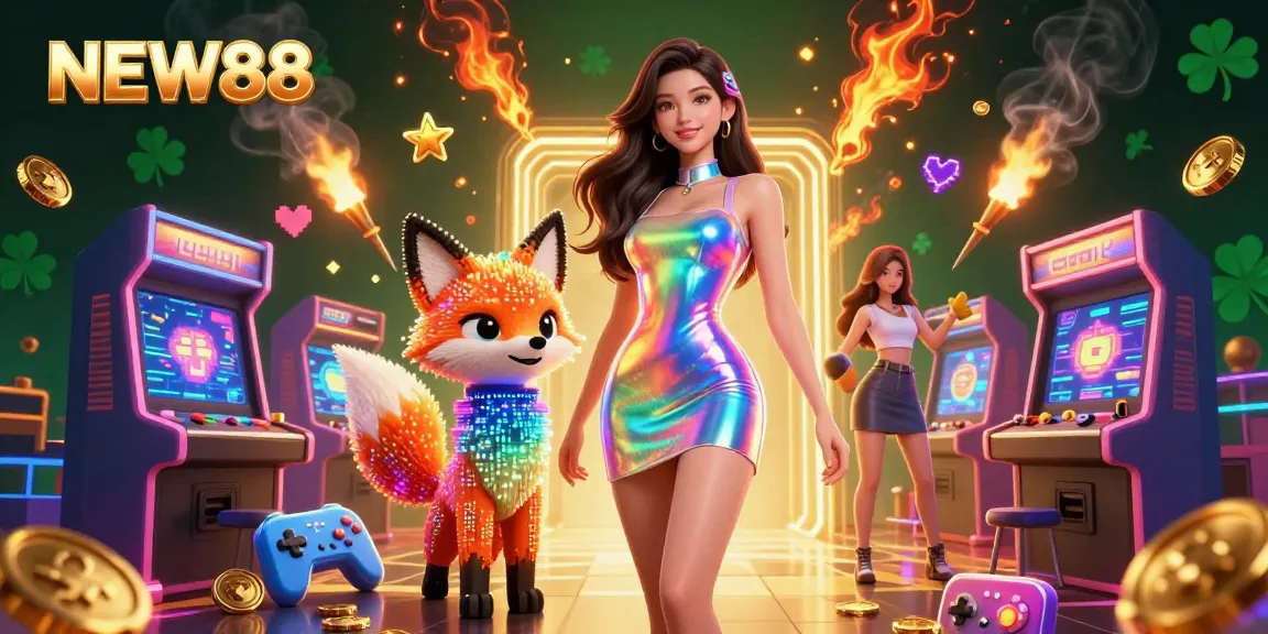 Experience thrilling gameplay at NEW88 with vibrant arcade elements and a captivating fantasy scene.