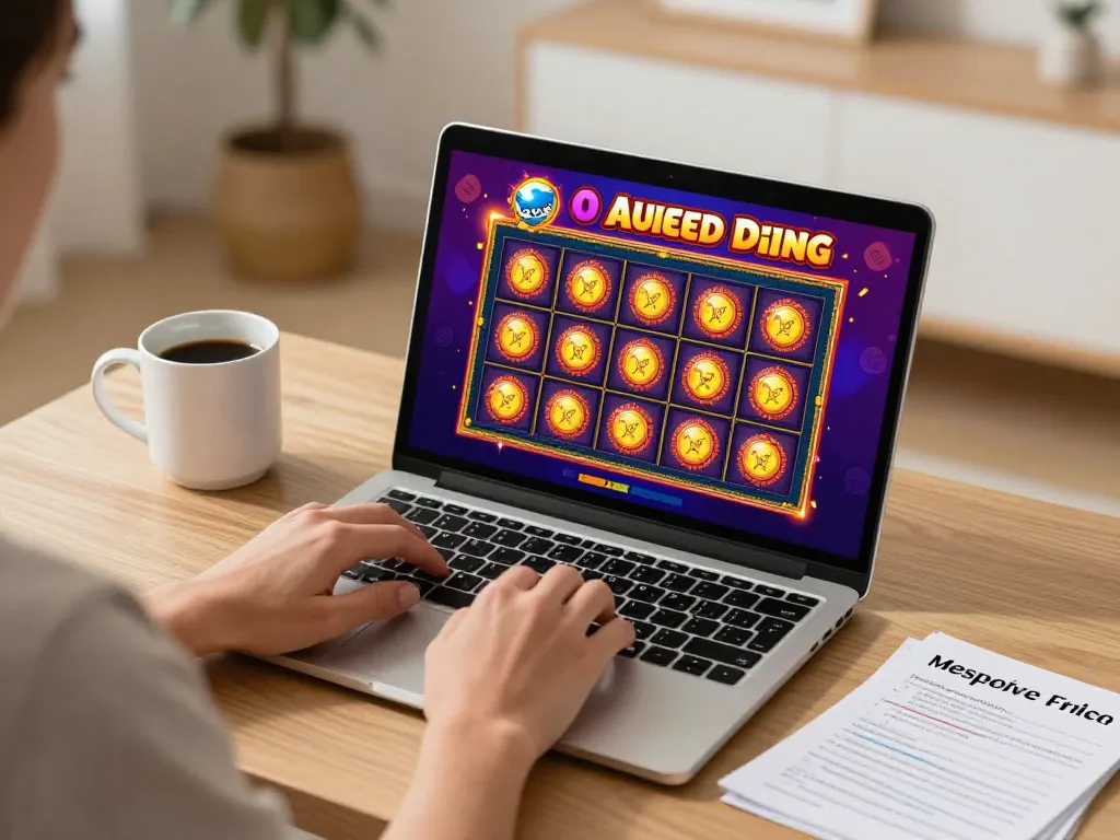 Engaging in online slots on a laptop with the link fly88 for a thrilling gaming experience.