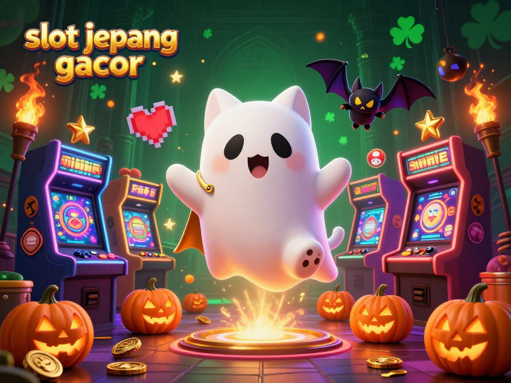 Experience excitement with slot jepang gacor in this immersive casino scene decorated with ghostly characters.