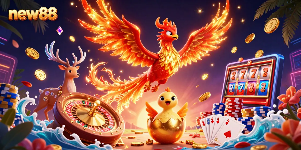 Experience thrilling games and bonuses at new88, with vibrant casino elements and interactive gameplay.