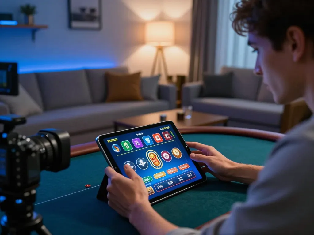Engaging in exciting online gaming experiences with net88 on a tablet in a cozy setting.