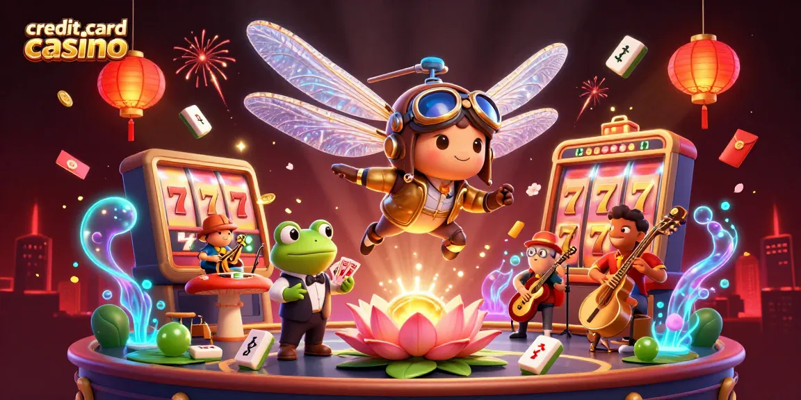 Experience thrilling gameplay at a credit card casino with diverse slot machines and vibrant character interactions.