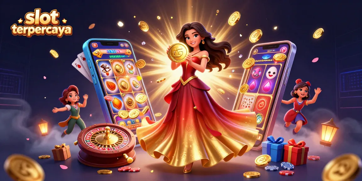 Experience the thrill of slot terpercaya with a stunning Asian woman embracing luck, golden coins cascading around her.
