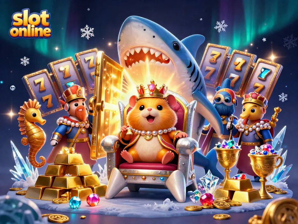 Spin the reels with vibrant slot online action featuring a golden hamster king in this dynamic casino scene.