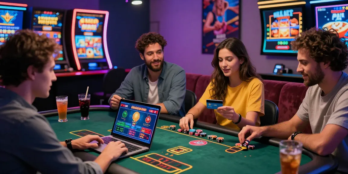 Engaging online casino scene at https://eviz.org.uk with friends enjoying live dealer games, highlighting credit card use.