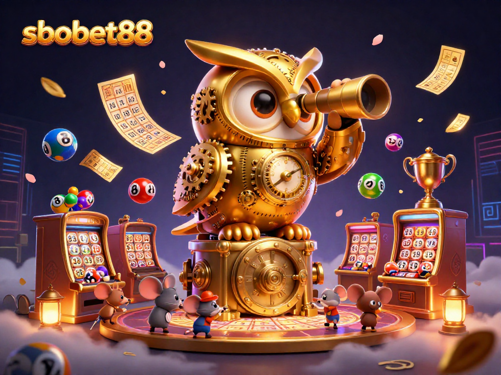 Bet on sbobet88 with expert insights as a golden owl oversees thrilling casino action.