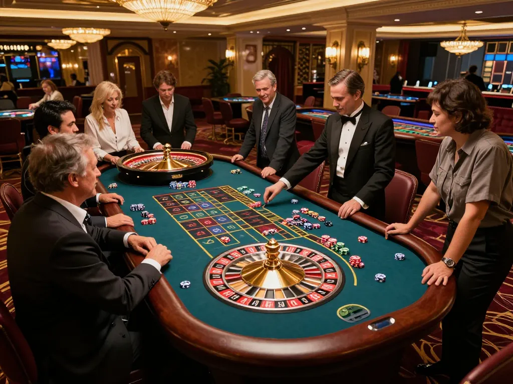 Experience du88's exciting roulette action with players and croupier engaging in a lively game atmosphere.