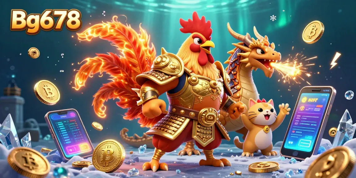 Experience the thrill of Bg678 gaming with a fierce rooster warrior and dragon in action.