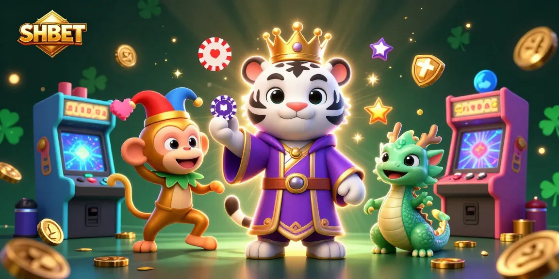 Experience winning with SHBET's vibrant 3D casino-inspired illustration showcasing playful characters, game elements, and gaming excitement.