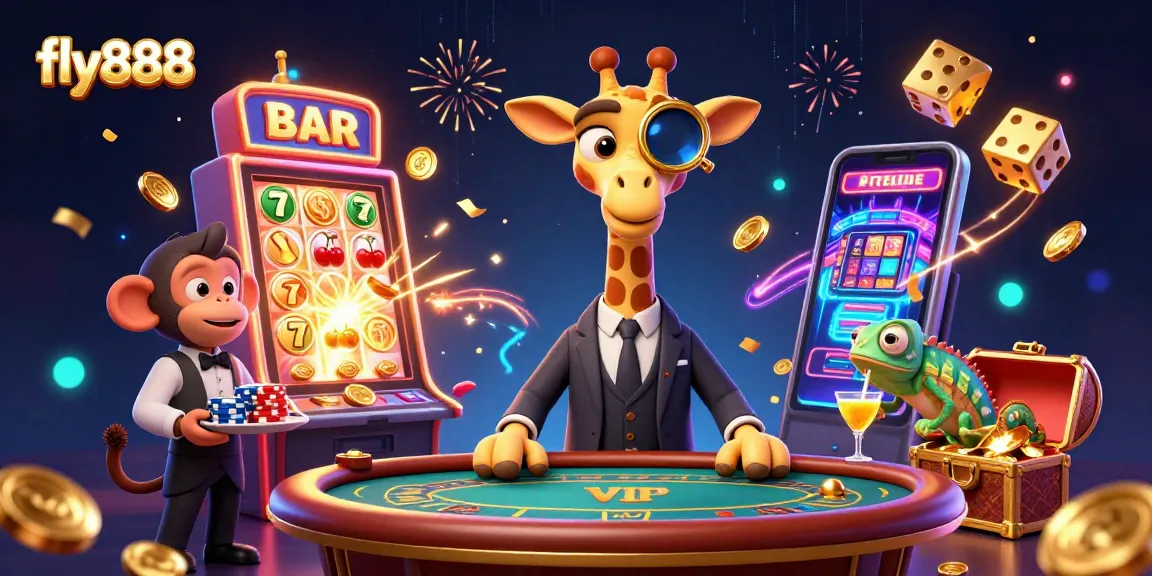 Experience the ultimate action in fly888 with the vibrant 3D casino illustration featuring engaging characters and dynamic game elements.