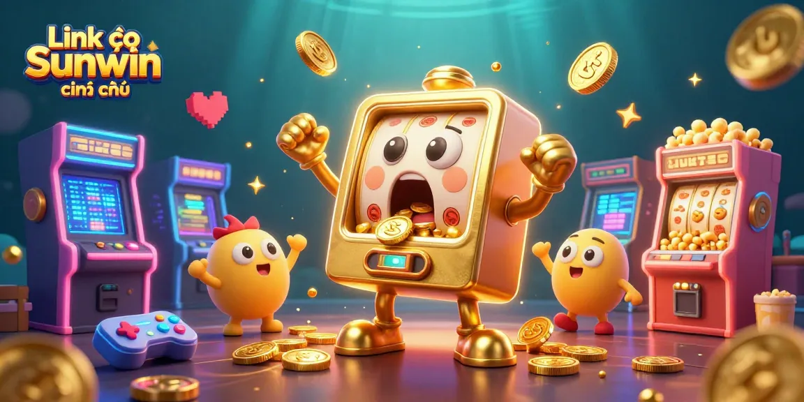 Experience excitement with Link vào Sunwin chính thức as golden coins spill from a winning slot machine.