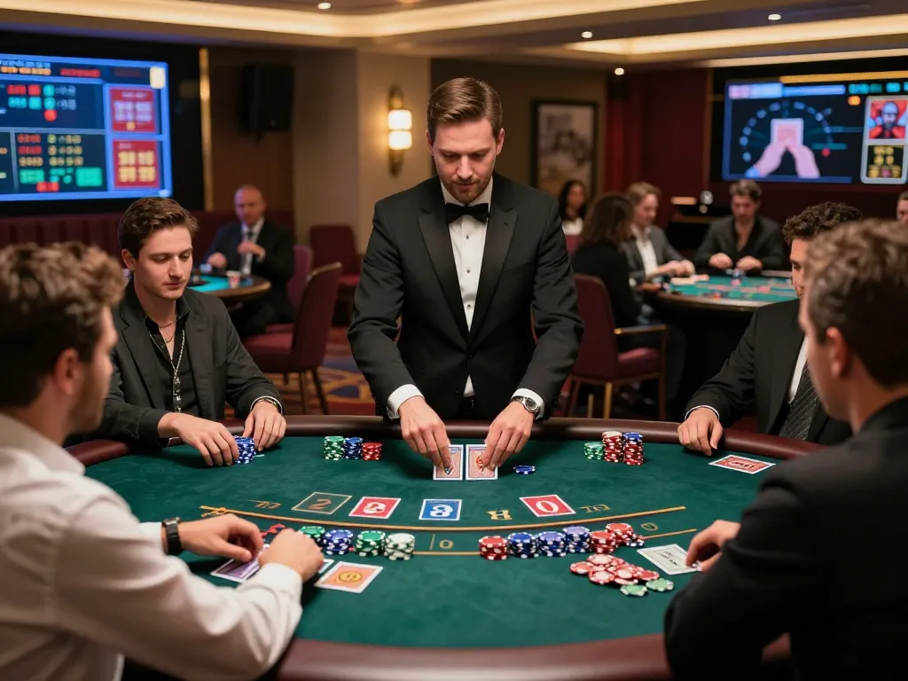 Players engaging in strategic gameplay at tr88's live dealer blackjack table with professional dealer