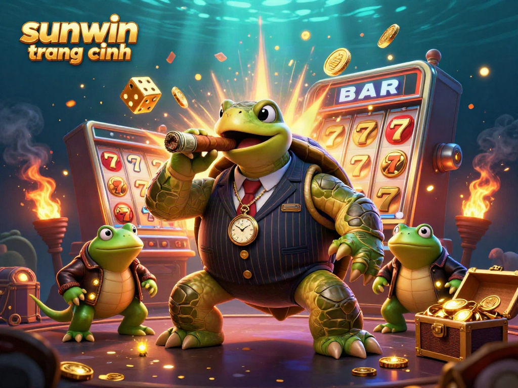 Experience winning moments at sunwin trang chính with a vibrant 3D casino scene featuring unique characters and sparkling jackpots.