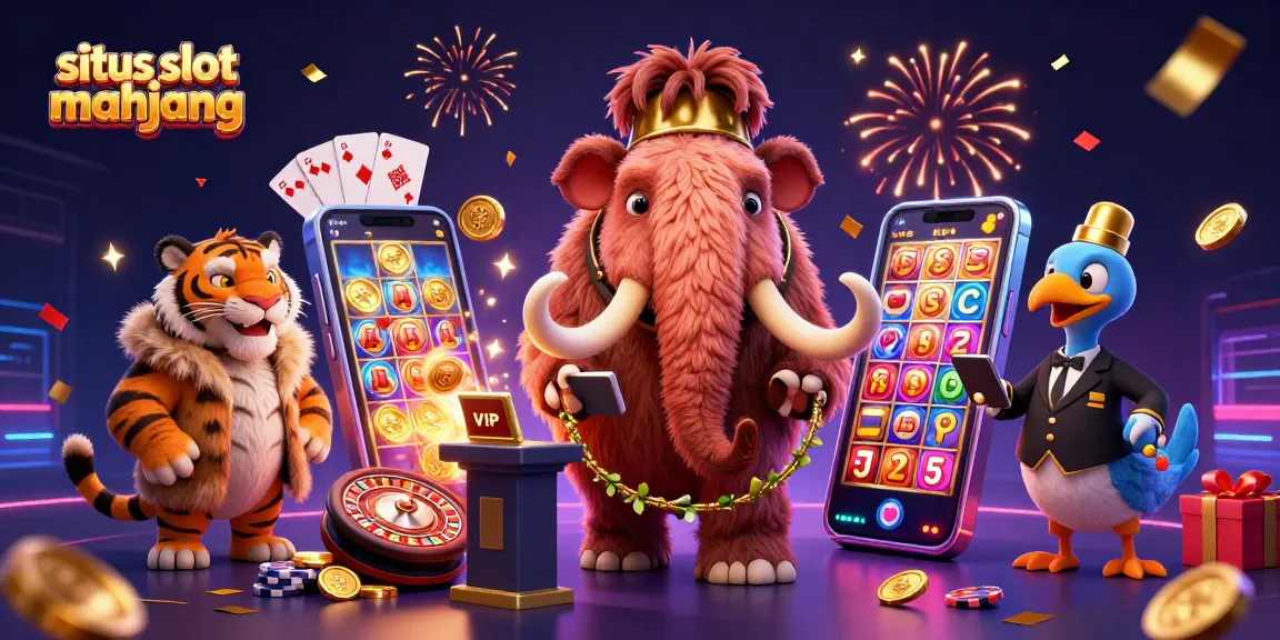 Engage with the thrilling situs slot mahjong experience through vibrant characters and casino elements.
