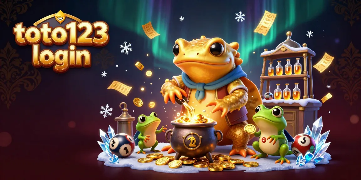Experience the excitement of toto123 login with vibrant lottery balls and gold coins in a magical scene.