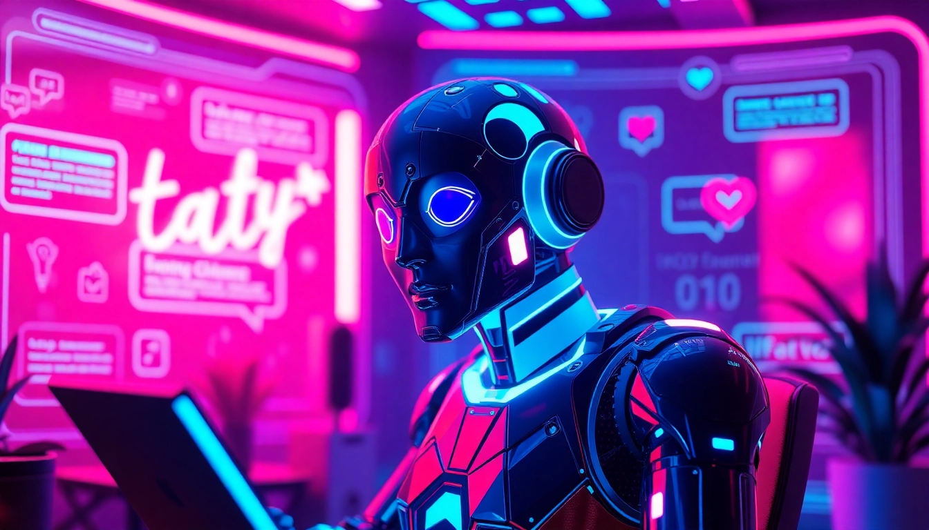 Engaging scene of an interactive AI chatbot experience showcasing free sex ai.