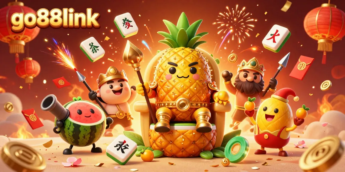 Experience the excitement of go88link with vibrant casino characters in 3D illustration.