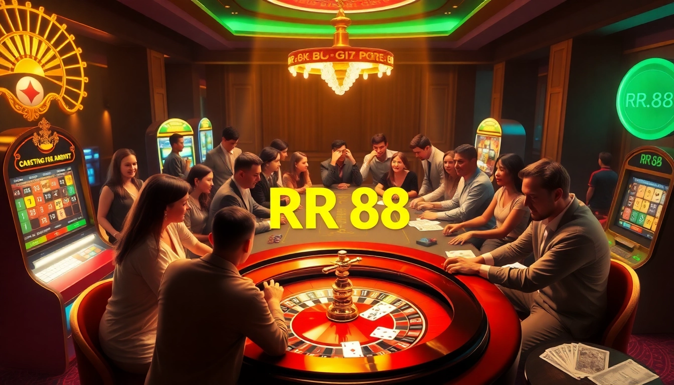 Experience the thrill of RR 88 with vibrant casino games featuring roulette, cards, and chips.