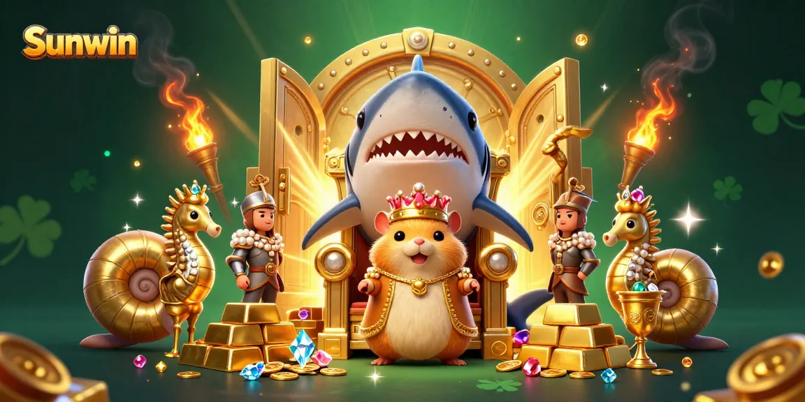 Experience thrilling action at Sunwin with a golden hamster king and treasures of a vibrant casino.