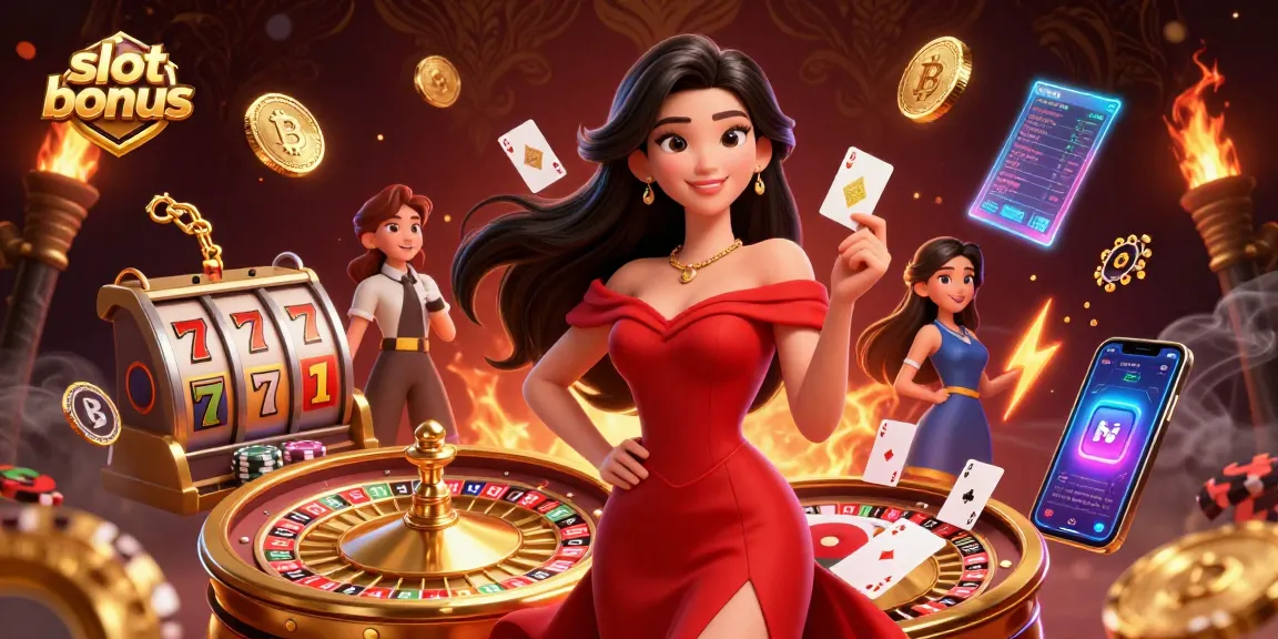 Experience the thrilling slot bonus with vibrant 3D illustration showcasing casino excitement and rewards.