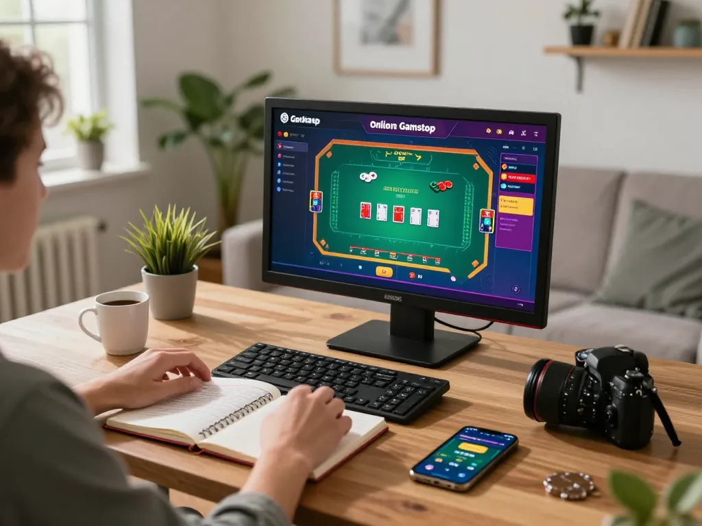 Intense gameplay at online casinos not on Gamstop with vibrant poker interface and strategic notes