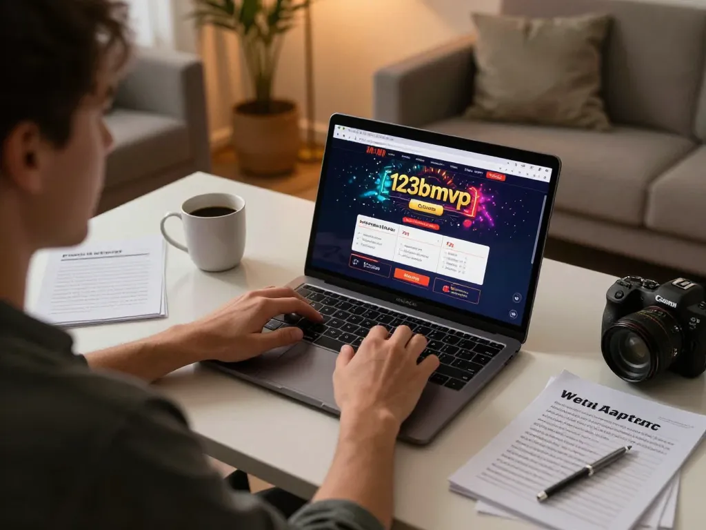 Player engaging with 123bmvp online casino setup, showcasing responsible gambling and strategic gameplay.