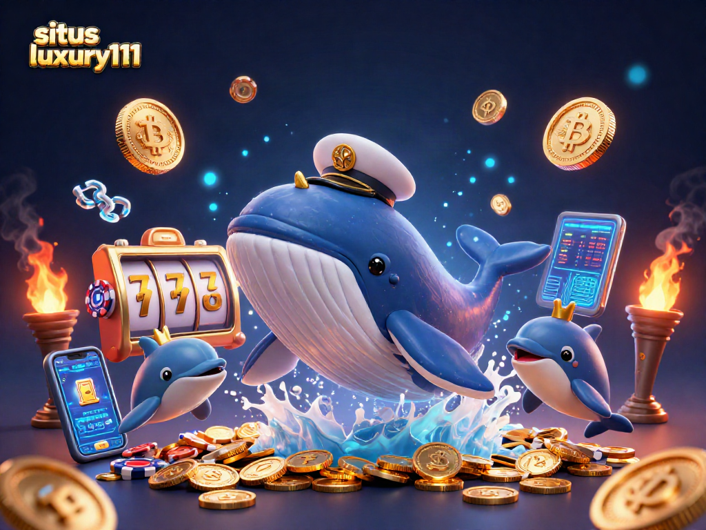 Experience the excitement of situs luxury111 as a whale breaches through coins with dynamic slot elements.