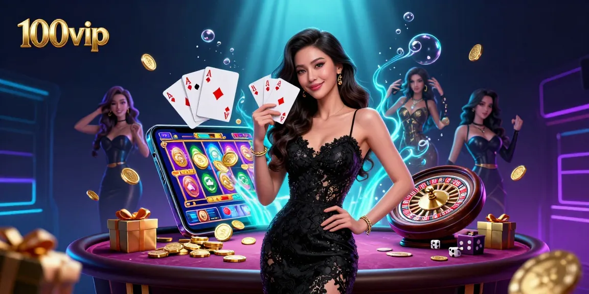 Experience high-stakes excitement at 100vip with alluring cards in a luxury casino setting.