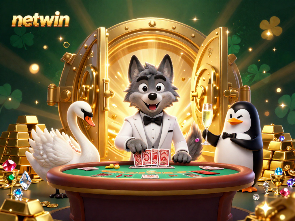Experience thrilling gambling action with netwin at this vibrant online casino illustration.