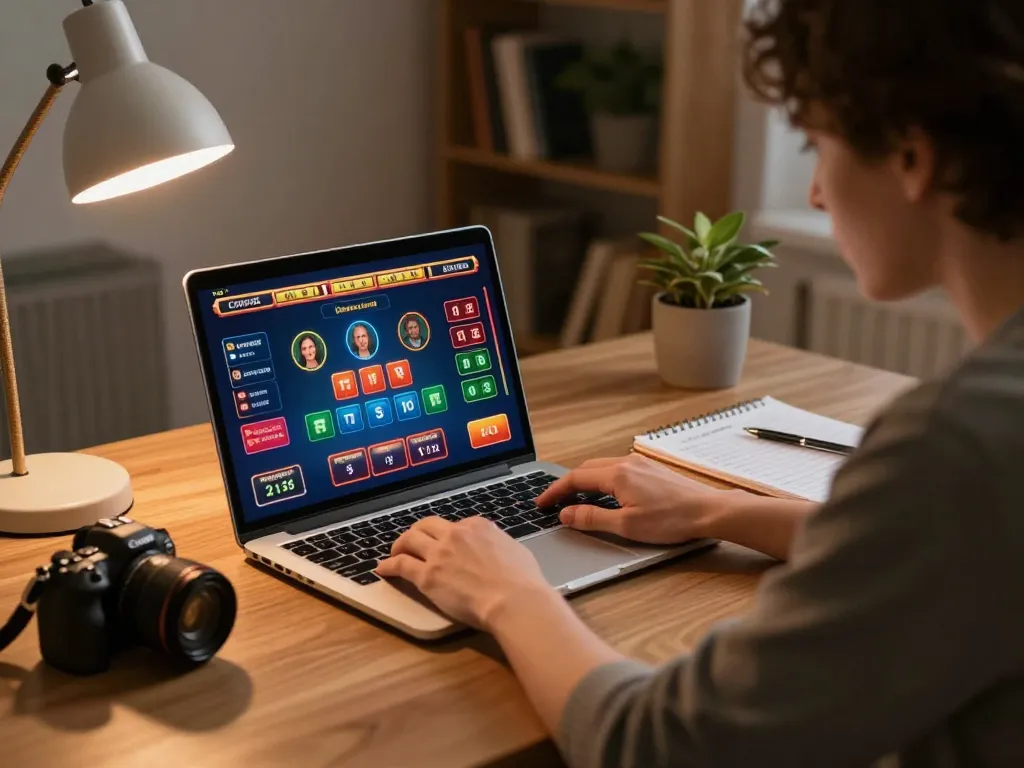 Player strategizing on hm88 online gambling setup with laptop and betting notes.