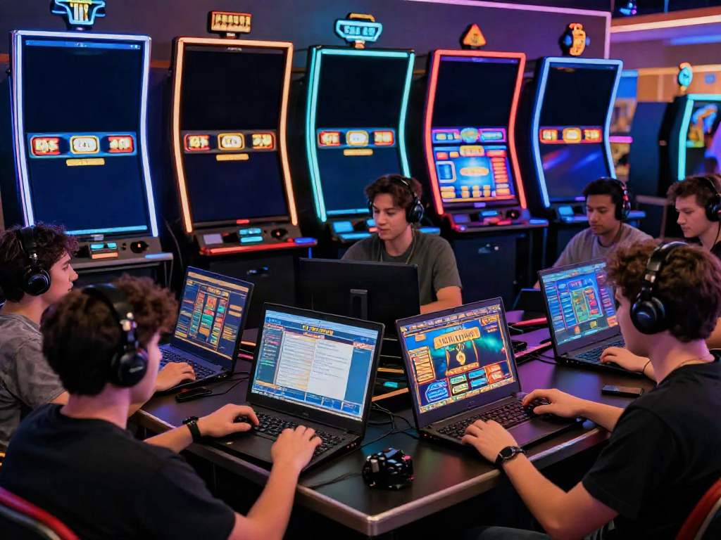 Players enjoying seamless gaming experience on bro138 platform with colorful screens and devices.