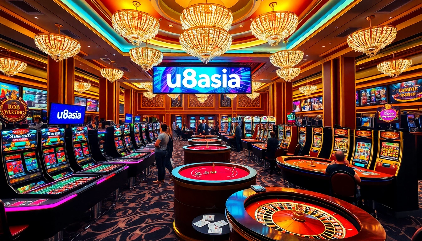 เล่นเกมคาสิโนที่น่าตื่นเต้นที่ u8asia ด้วยตู้สล็อตหลากสีสันและโต๊ะรูเล็ตที่น่าดึงดูด