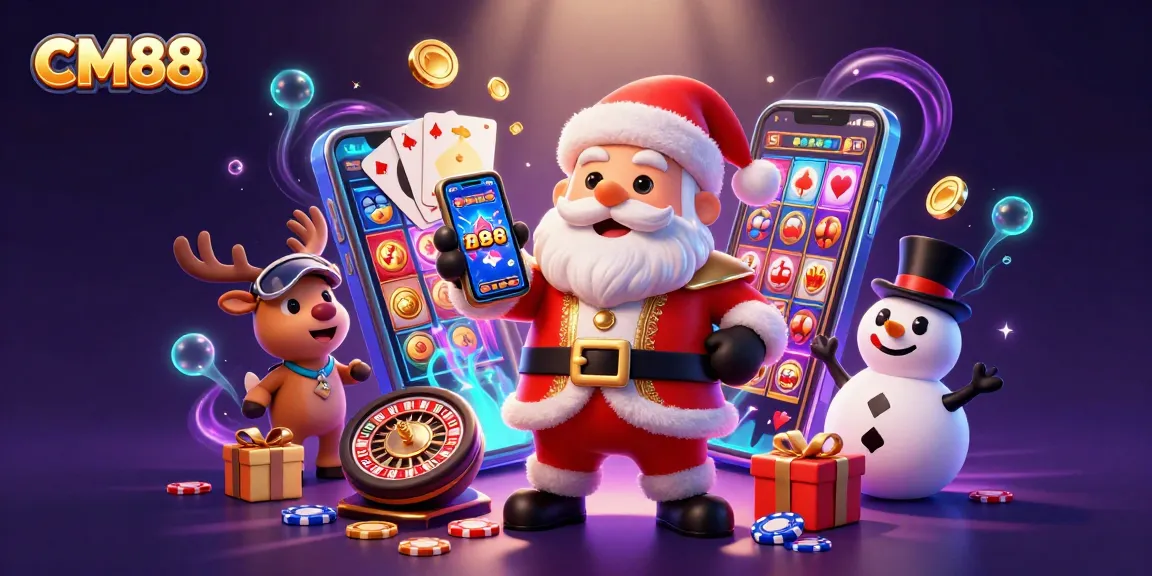 Win jackpots at CM88 with Santa and friends exploring the casino excitement.