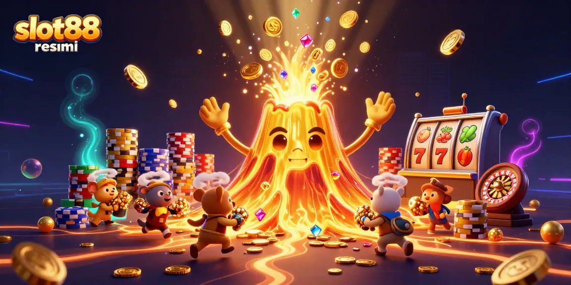 Experience thrilling adventures in slot88 resmi with treasures, golden coins, and vibrant casino elements.