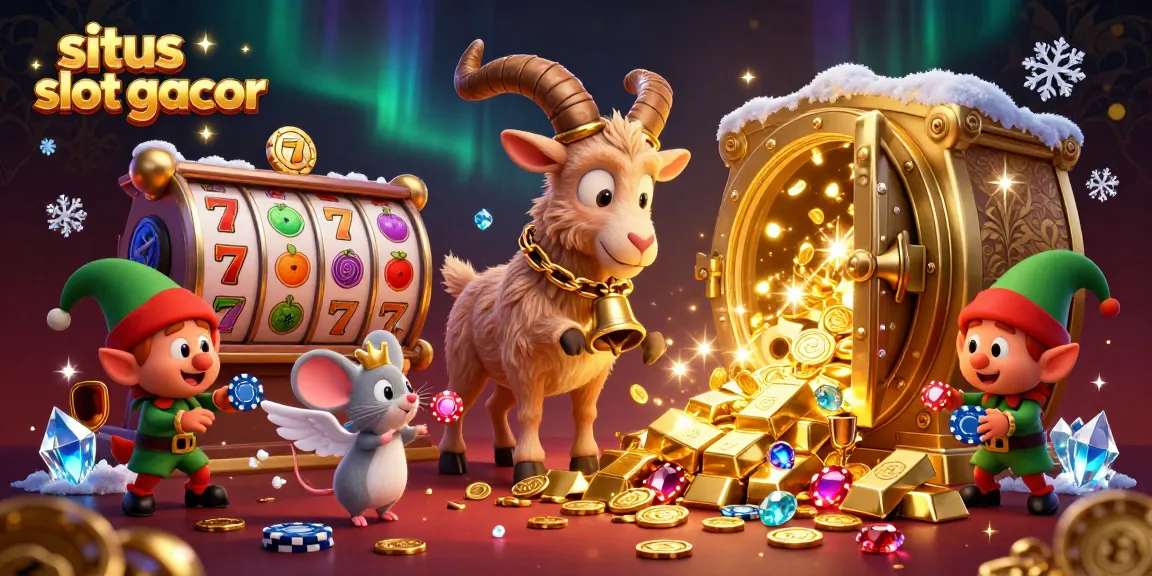Experience vibrant action at situs slot gacor with playful characters amidst exciting slot elements.