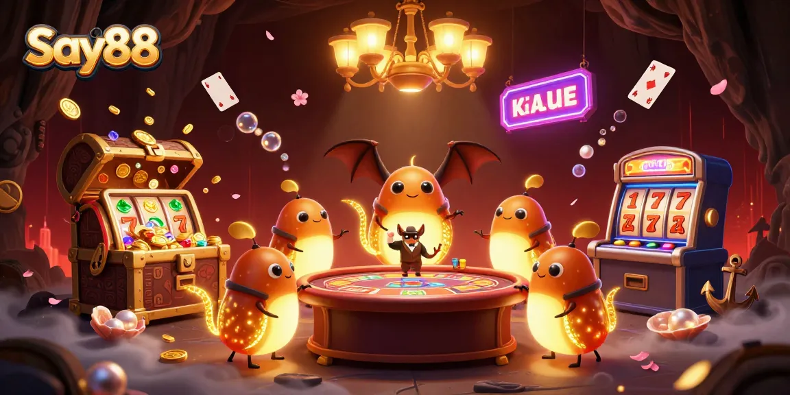 Say88 brings excitement to the gaming scene with an illuminated casino filled with vibrant treasures and animated characters.