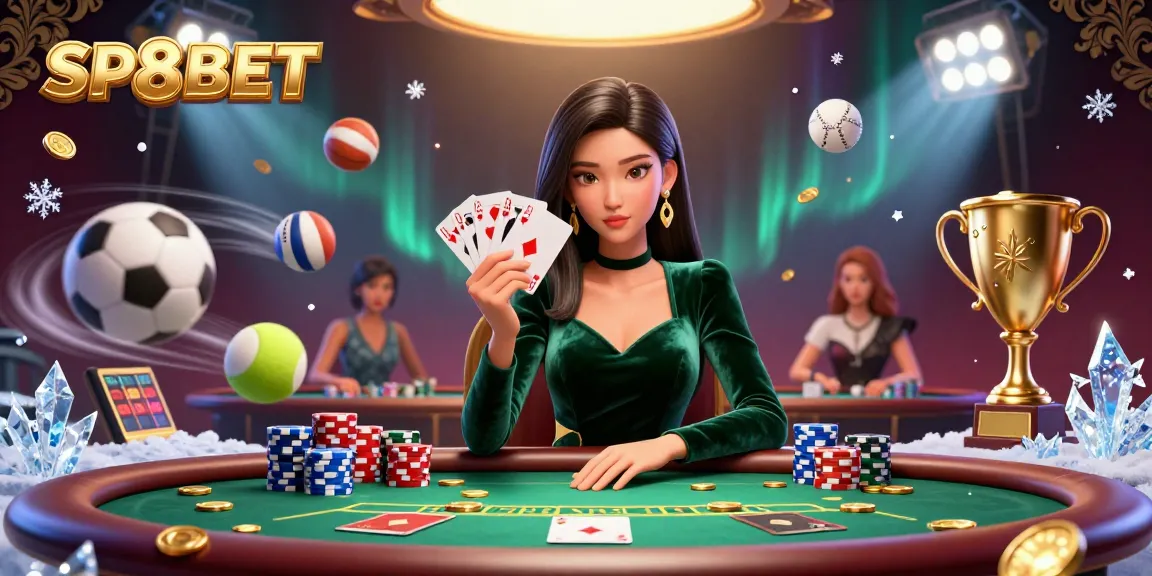 Bet with SP8BET at a luxury poker table featuring dynamic betting elements and captivating visuals.