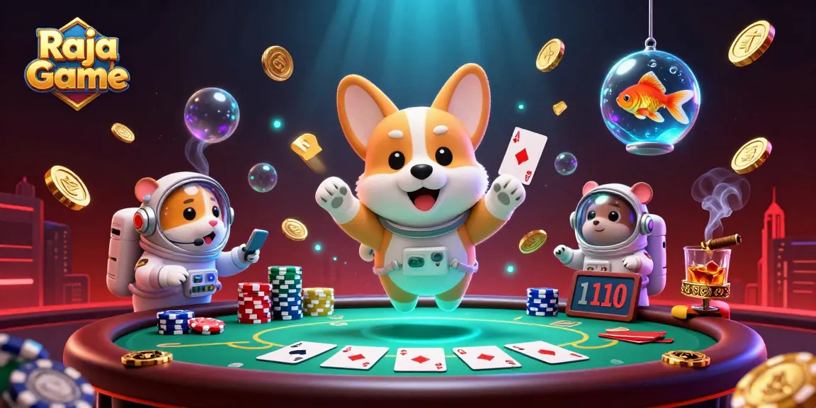 Experience thrilling gaming action with Raja Game's unique floating casino elements and vibrant gameplay.