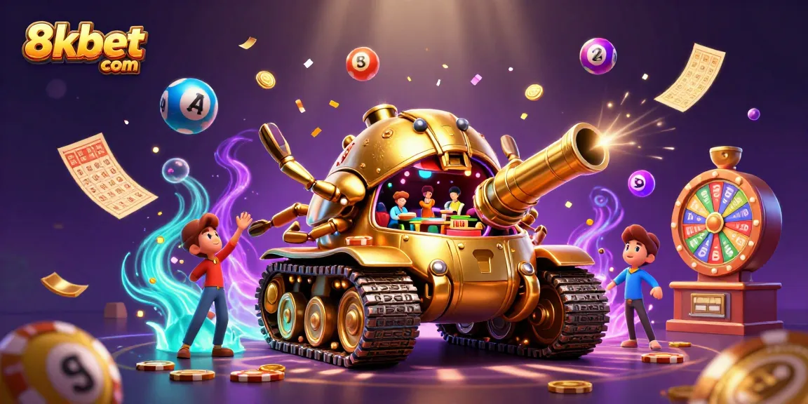 Experience vibrant gaming fun with 8xbet com's golden beetle tank casino illustration.