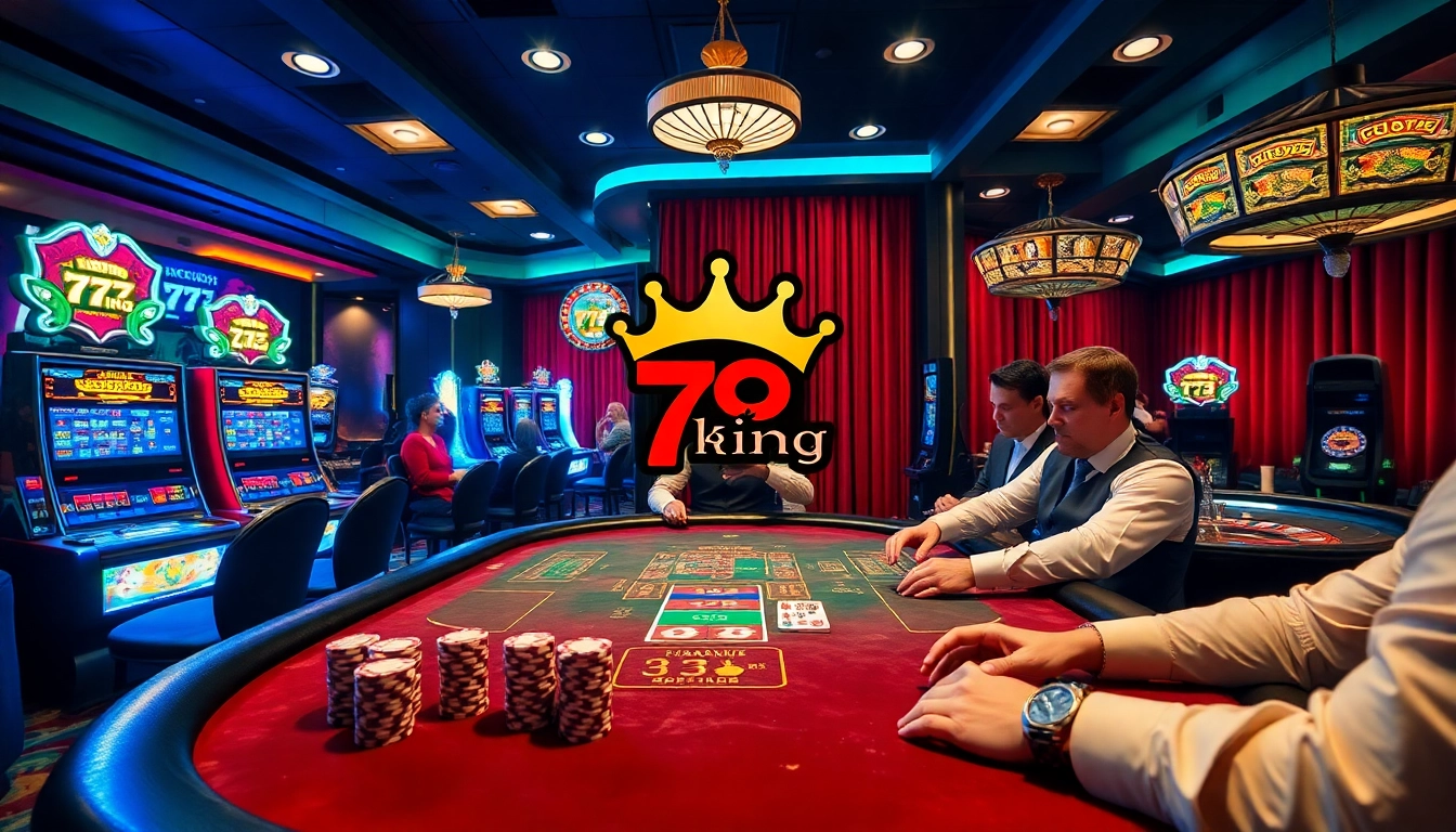 Engaged players enjoy thrilling moments at 79 King casino poker table with vibrant atmosphere.