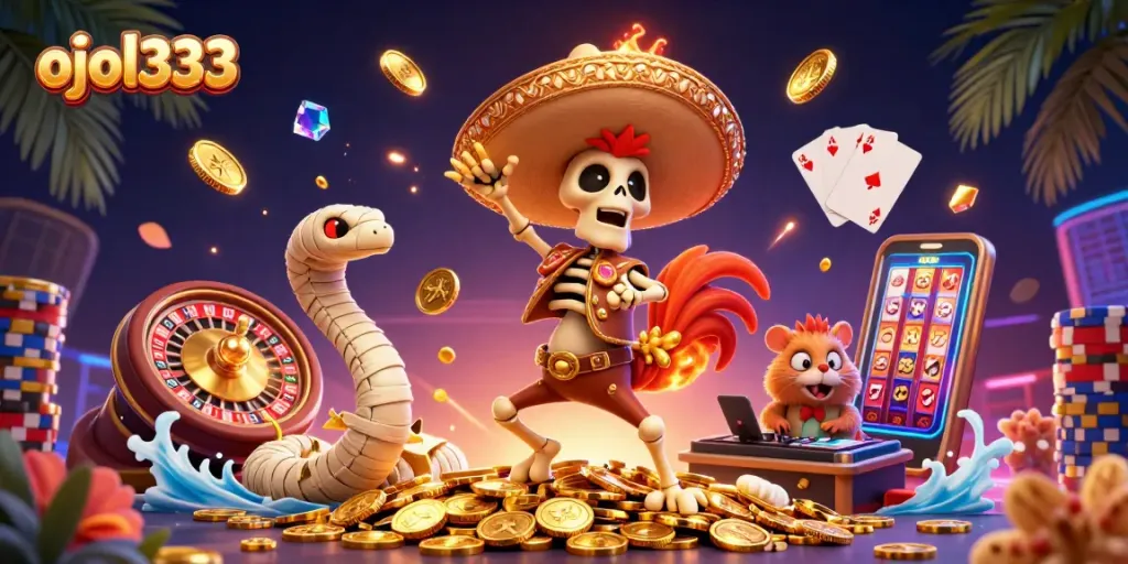 Spin to win with ojol333 in this vibrant, dynamic casino scene full of luck!