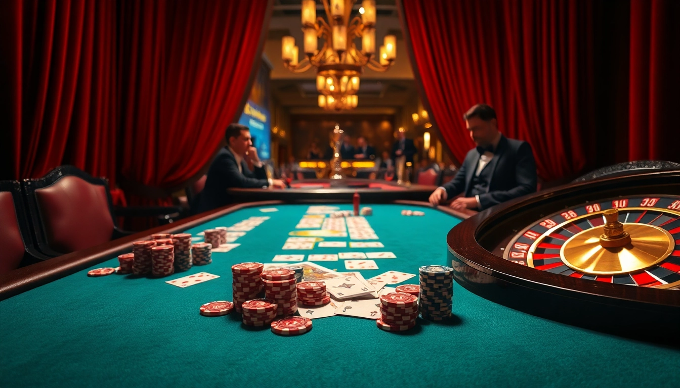 Experience the thrill of gambling at KK55.com with elegant poker tables and vibrant casino atmosphere.