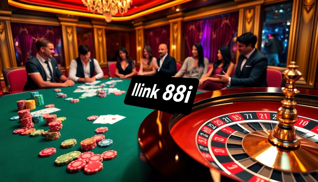 Experience the excitement of online gambling with link 88i at a vibrant casino table.